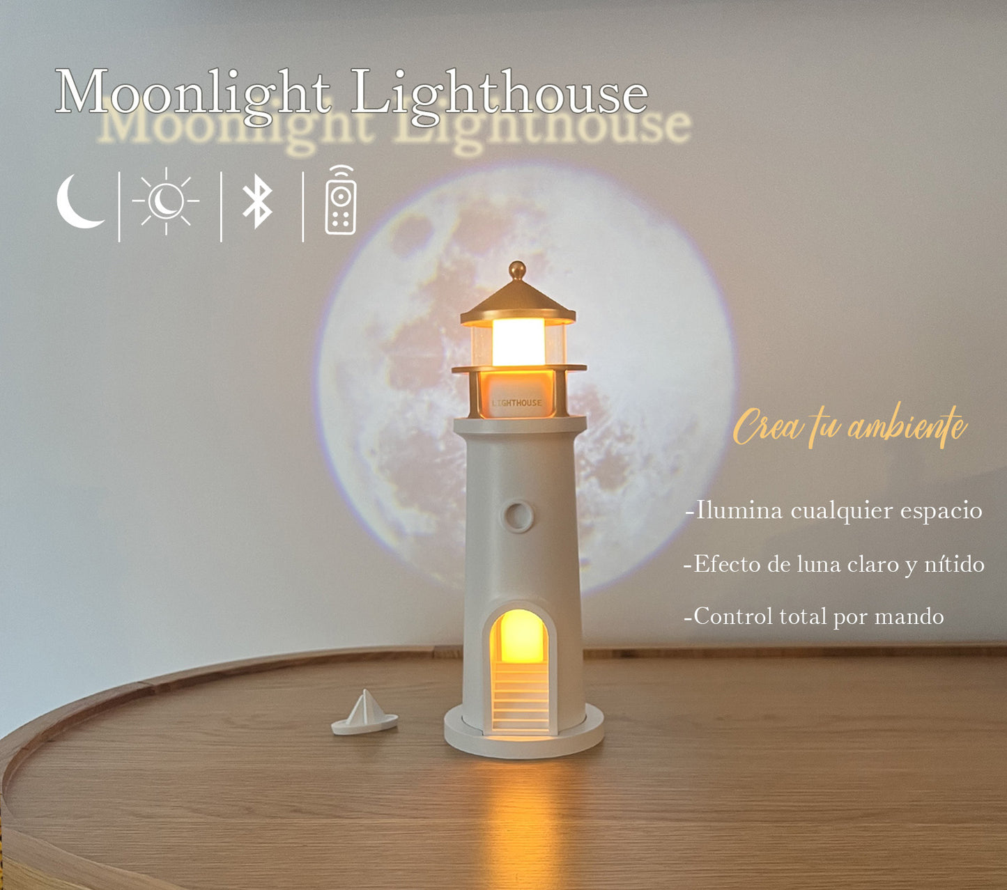 ✨ Proyector de luna + luz ambiental + altavoz Bluetooth